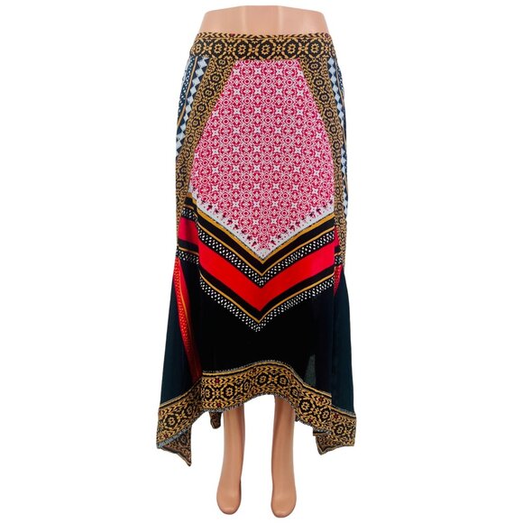 NWT Free People Bohemian Patchwork Handkerchief Hem Midi Skirt - Picture 3 of 16